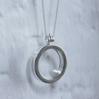 Large Sterling Silver Round Floating Charm Locket on Chain 16 - 24 Inches