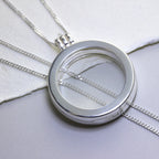 Large Sterling Silver Round Floating Charm Locket on Chain 16 - 24 Inches