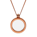 Large Rose Gold Plated Sterling Silver Round Floating Charm Locket on Chain 16 - 24 Inches
