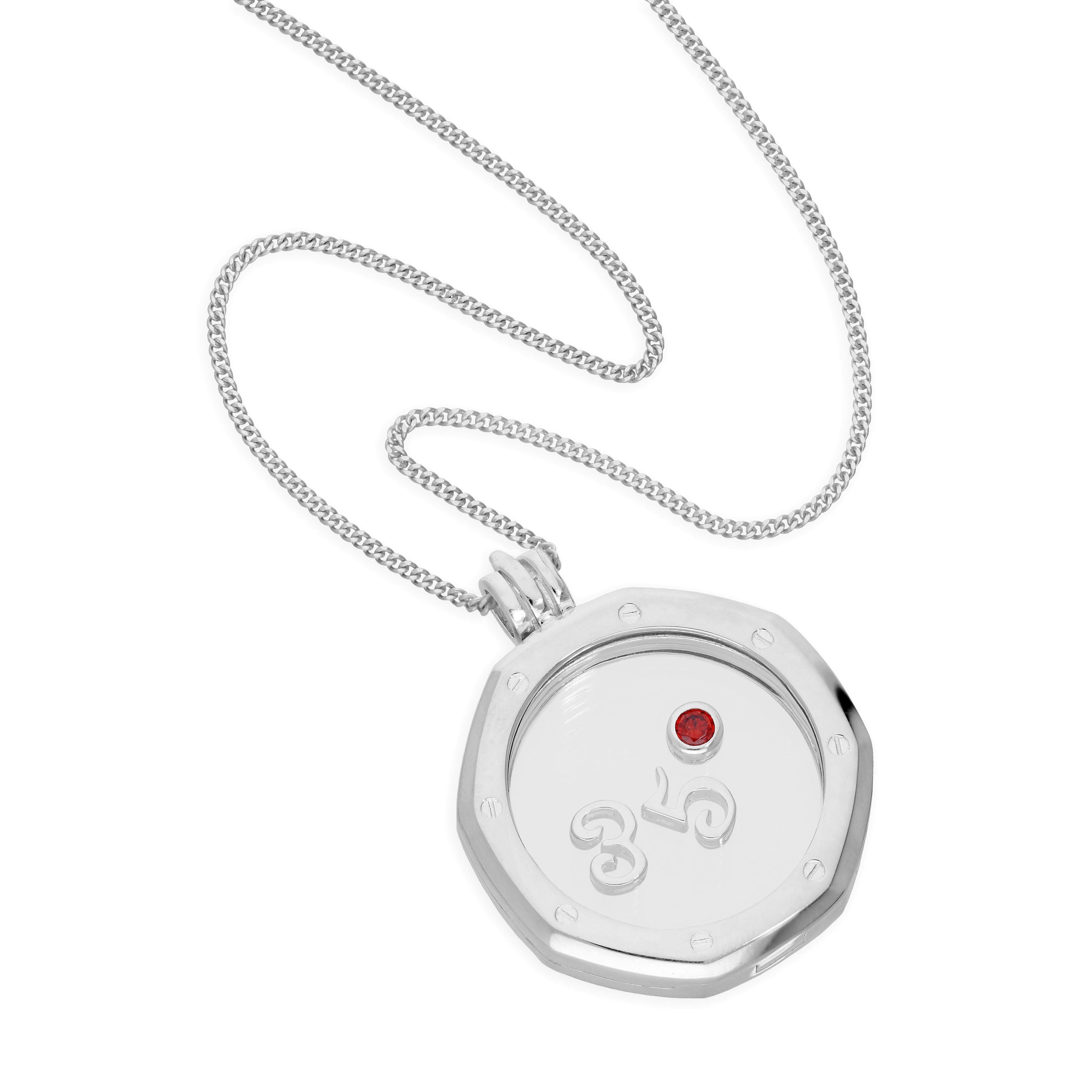 Large Sterling Silver Octagonal Clock Face Floating Charm Locket on Chain 16 - 24 Inches