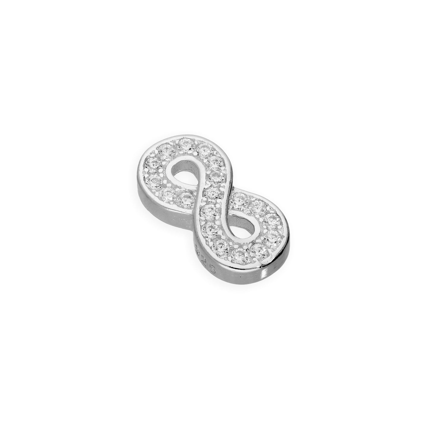 Sterling Silver & Clear CZ Crystal Floating Infinity Charm