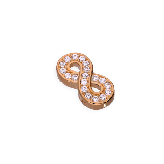 Rose Gold Plated Sterling Silver & Clear CZ Crystal Floating Infinity Charm