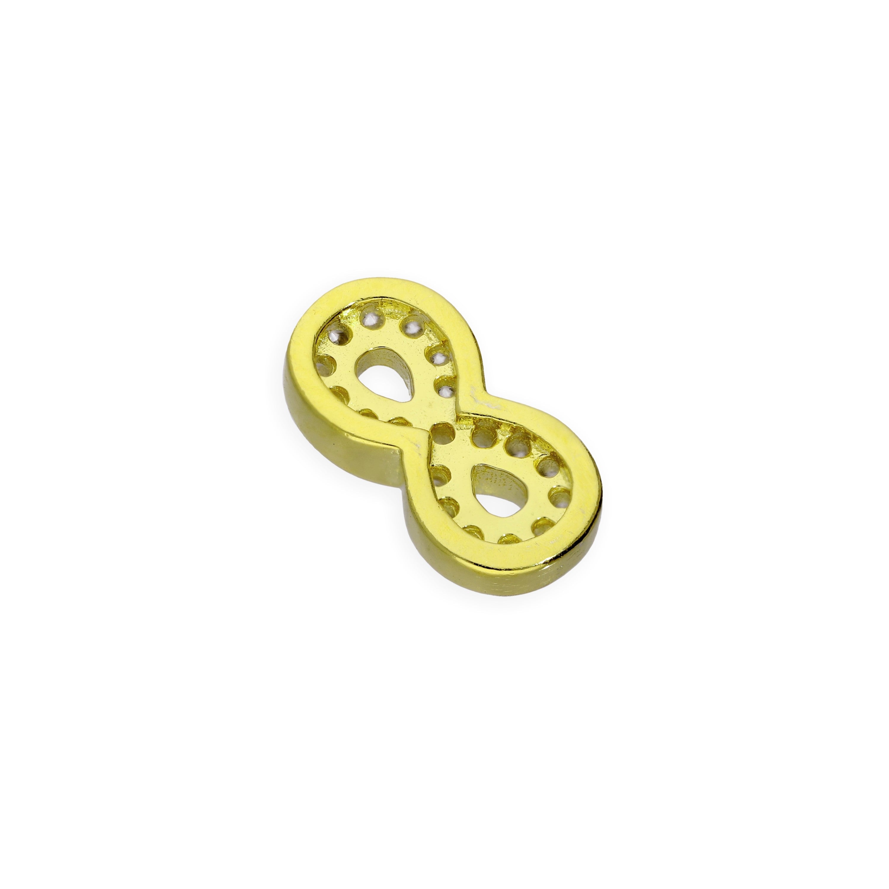 Gold Plated Sterling Silver & Clear CZ Crystal Floating Infinity Charm