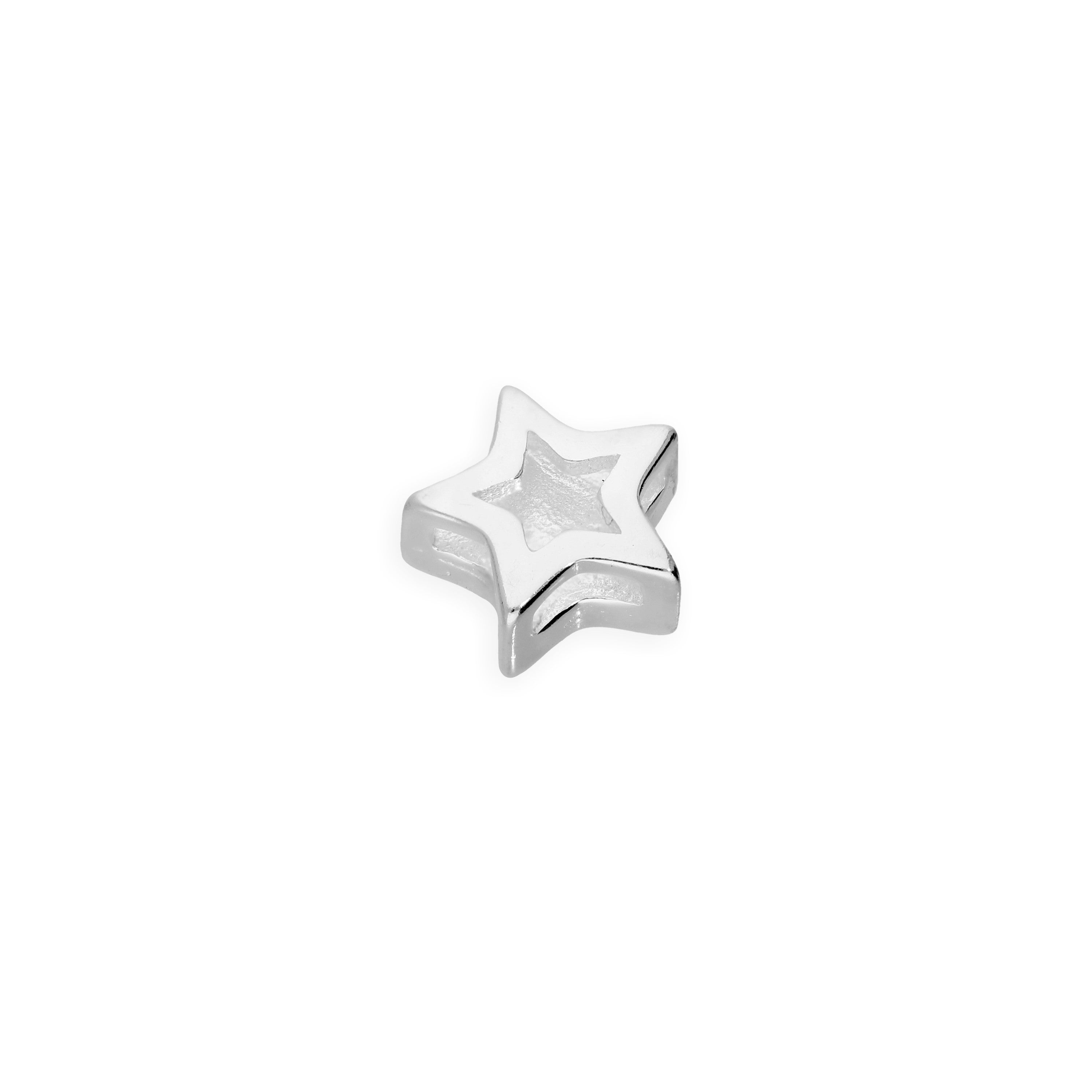 Sterling Silver & Black Enamel Floating Star Charm