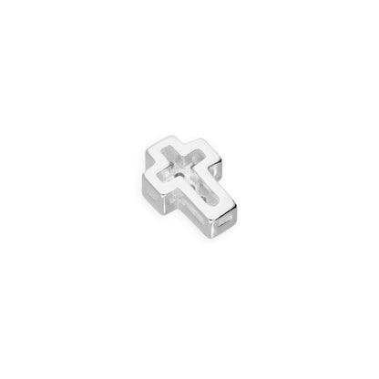 Sterling Silver & Clear CZ Crystal Floating Cross Charm