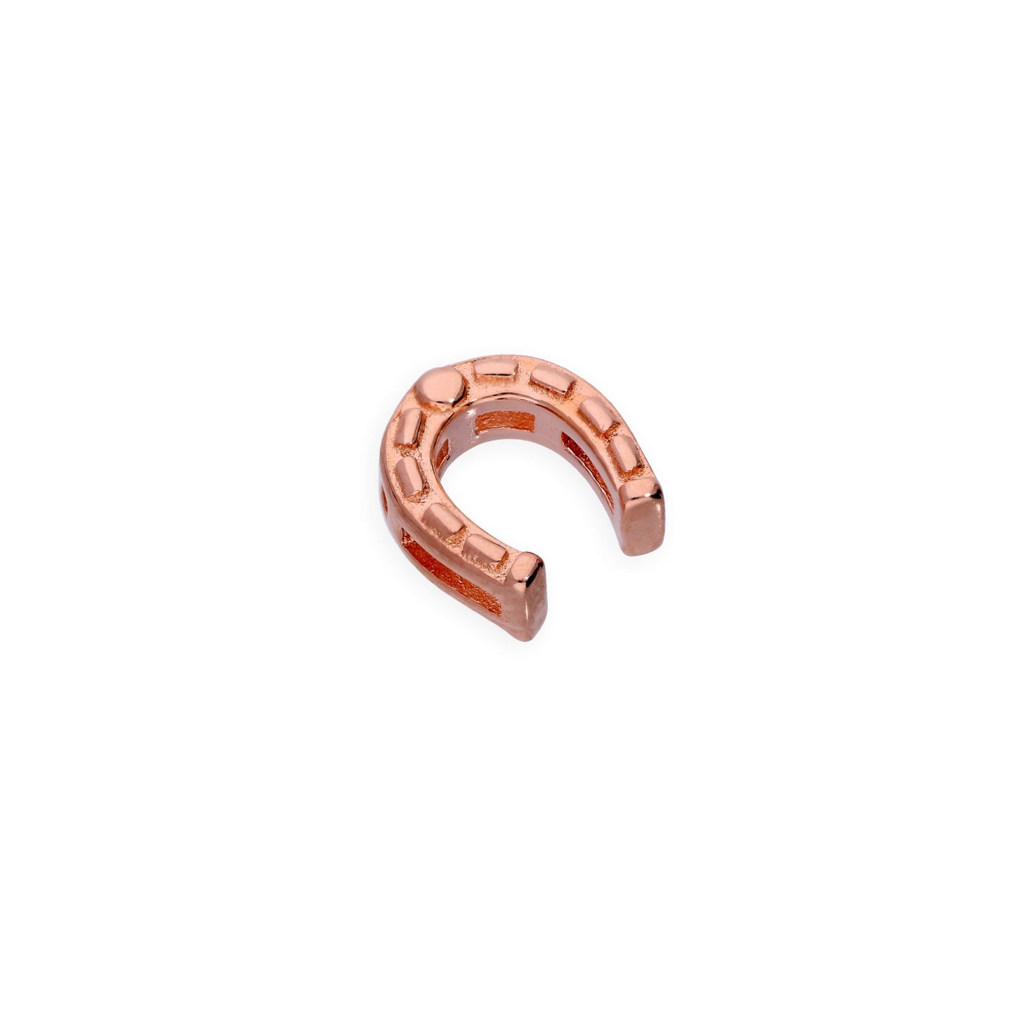 Rose Gold Plated Sterling Silver Floating Lucky Horseshoe Charm