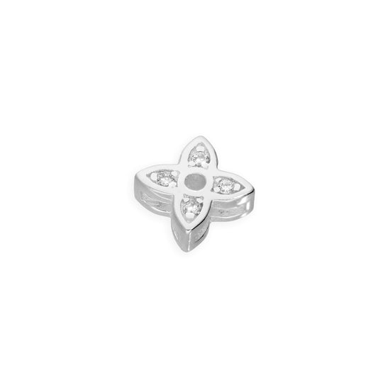 Sterling Silver & Clear CZ Crystal Floating Flower Charm