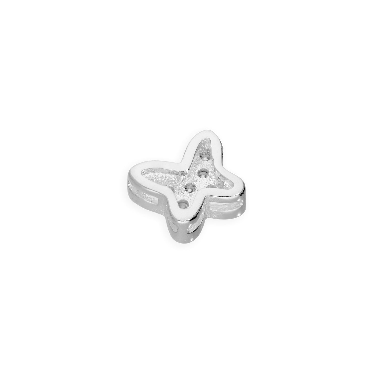 Sterling Silver & Clear CZ Crystal Floating Butterly Charm
