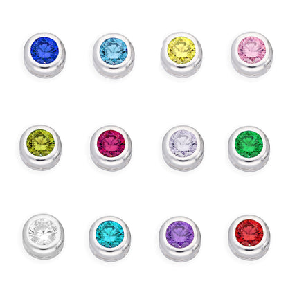 Sterling Silver & CZ Crystal Floating Birthstone Charms