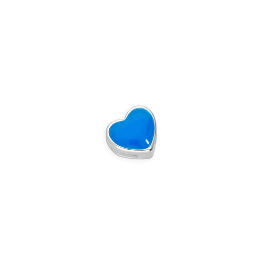 Sterling Silver & Blue Enamel Floating Heart Charm