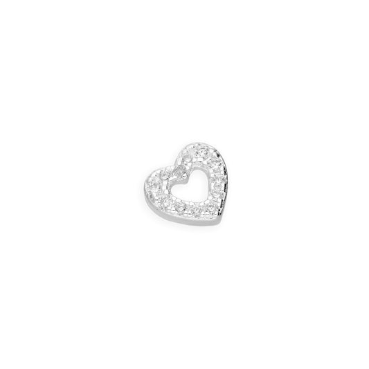 Sterling Silver & Clear CZ Crystal Open Floating Heart Charm