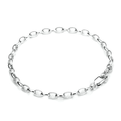 Sterling Silver Light Rolo Chain Charm Bracelet