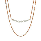 Rose Gold Plated Sterling Silver Double Chain String of Pearls Necklace 15 & 18 Inches