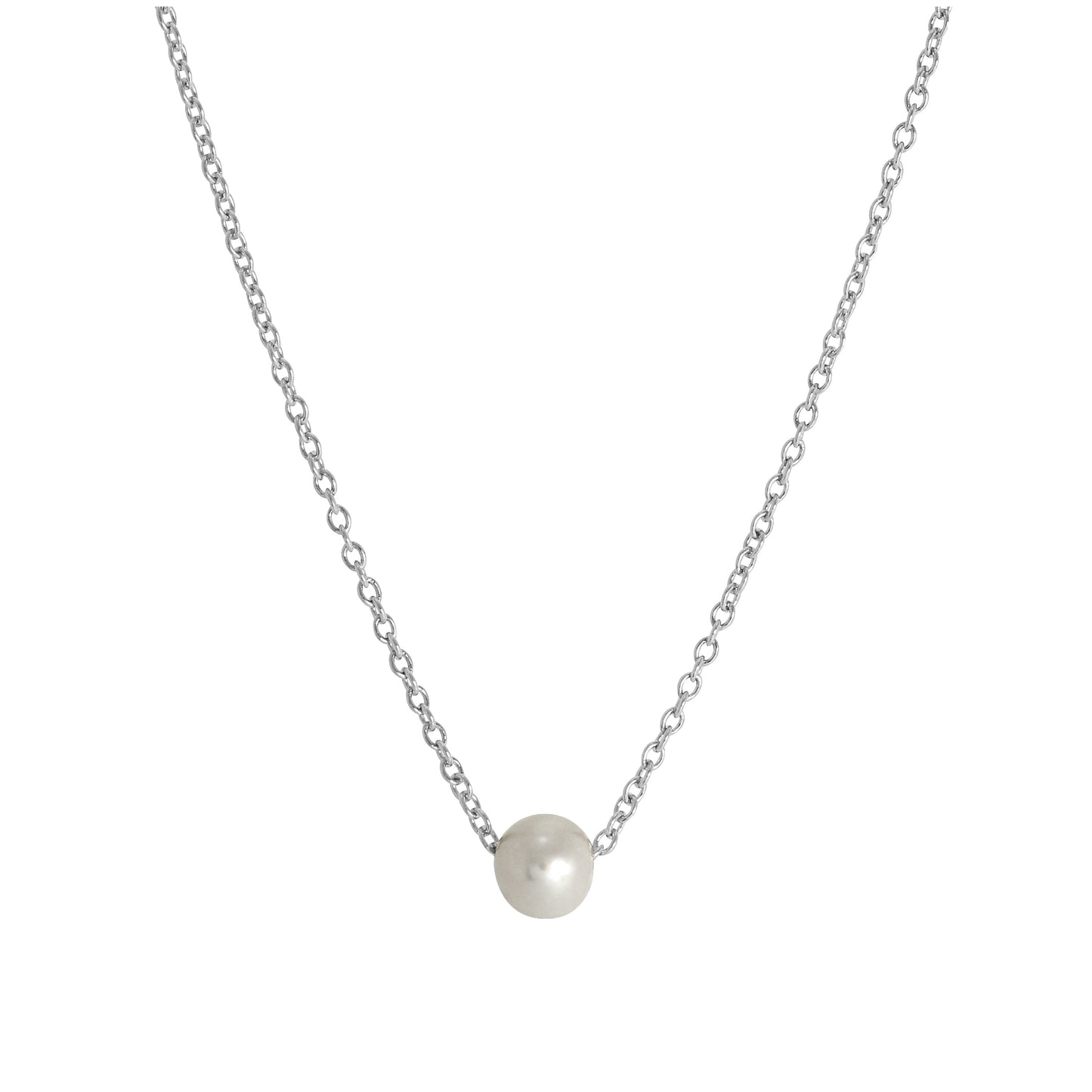 Sterling Silver Adjustable Choker to 18 Inch Pearl Necklace
