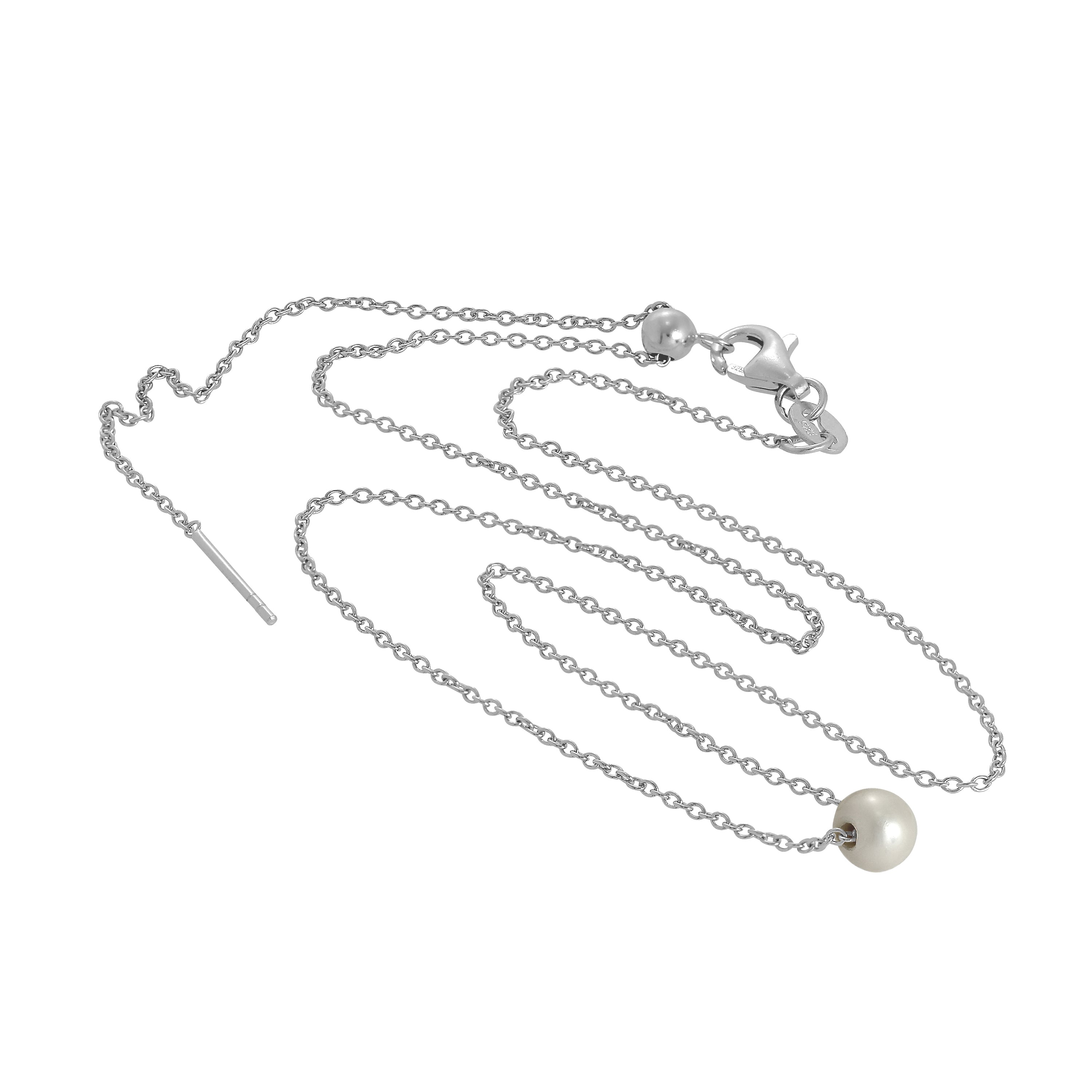 Sterling Silver Adjustable Choker to 18 Inch Pearl Necklace