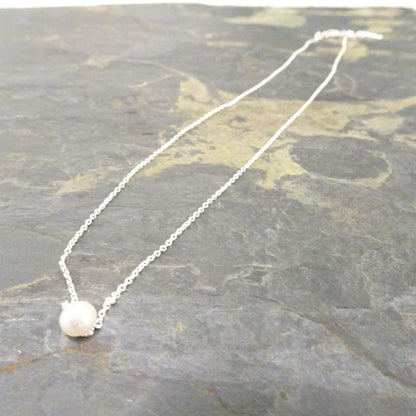 Sterling Silver Adjustable Choker to 18 Inch Pearl Necklace