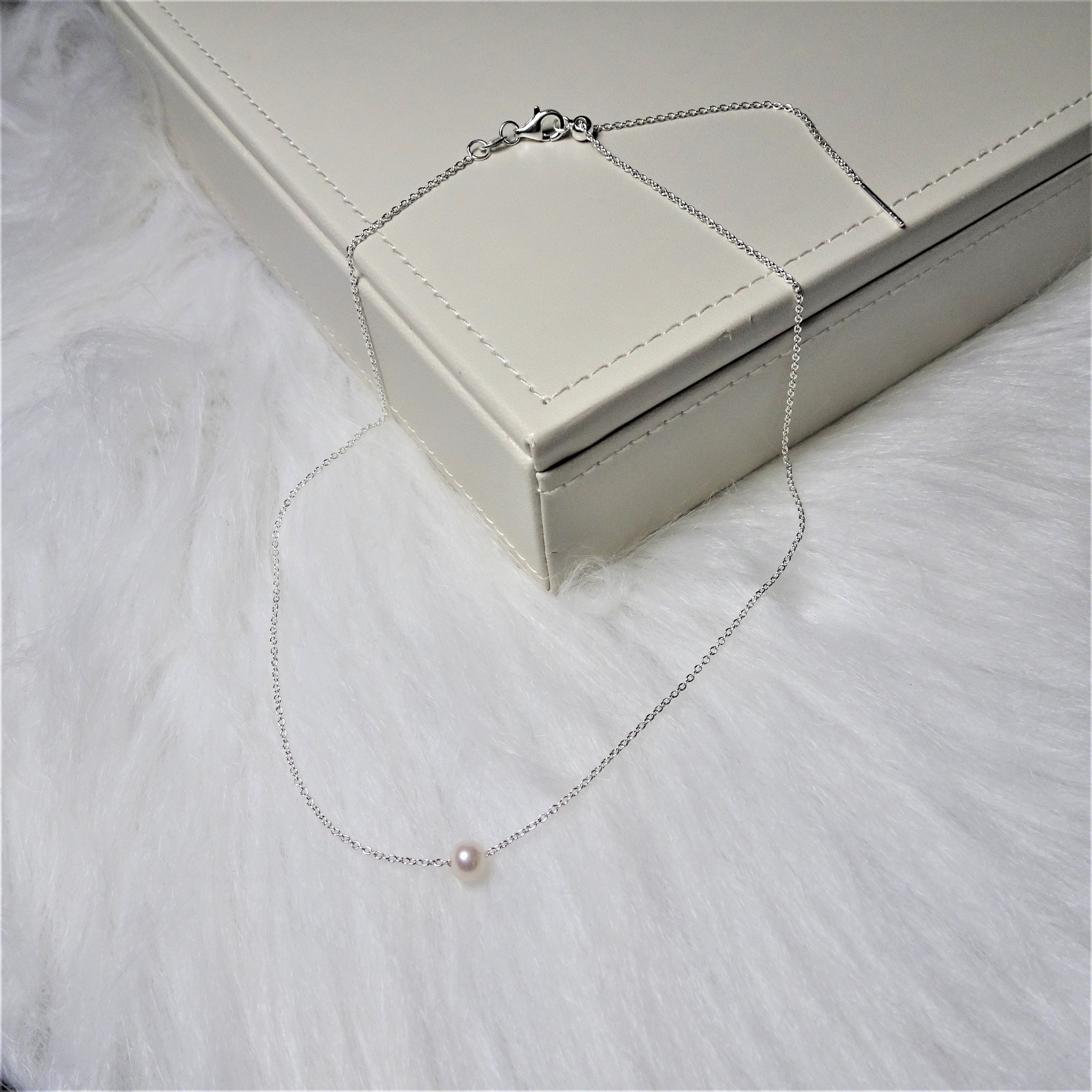 Sterling Silver Adjustable Choker to 18 Inch Pearl Necklace