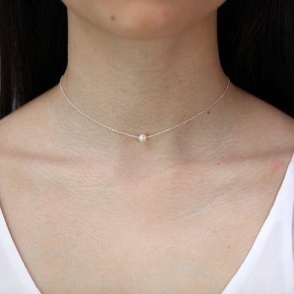 Sterling Silver Adjustable Choker to 18 Inch Pearl Necklace