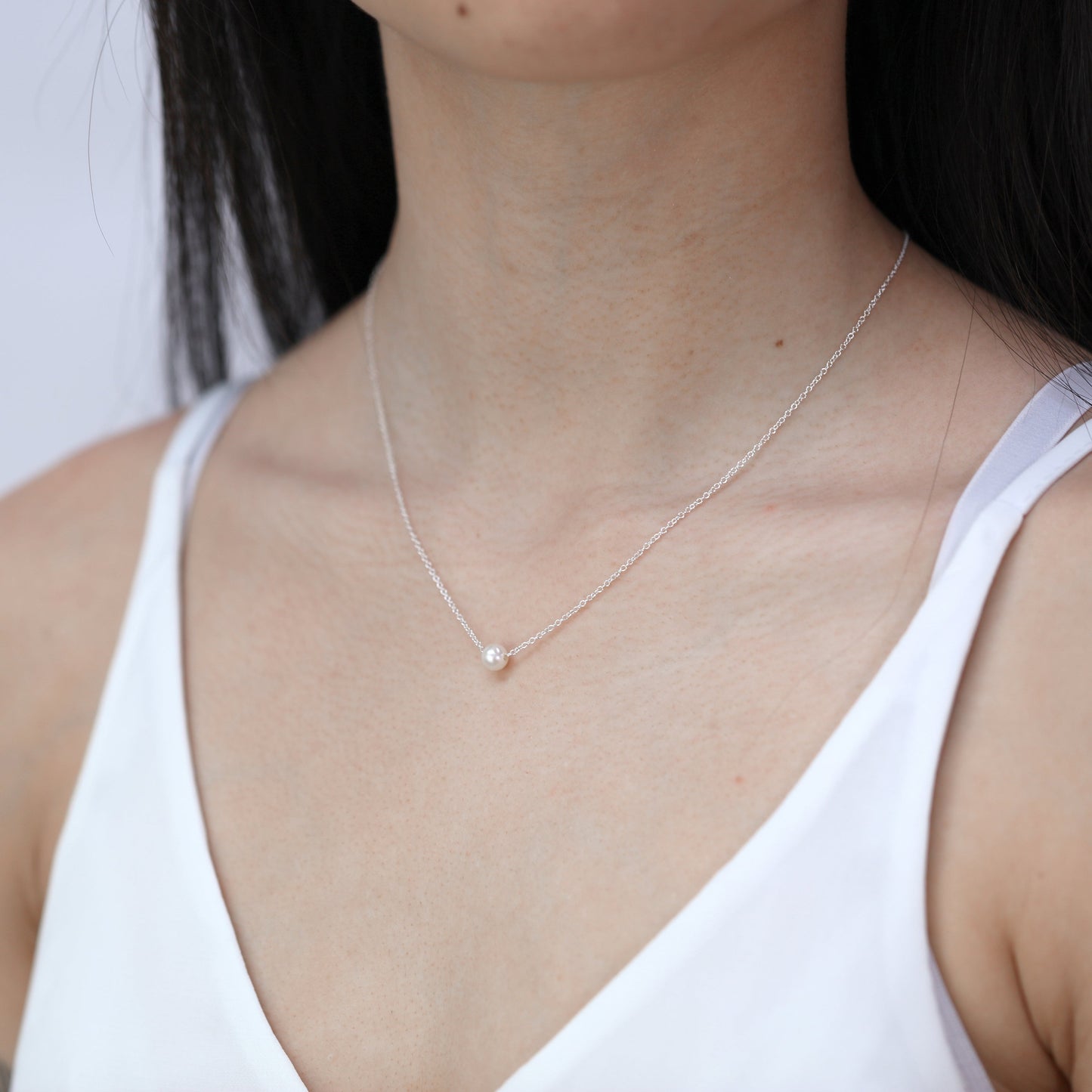 Sterling Silver Adjustable Choker to 18 Inch Pearl Necklace