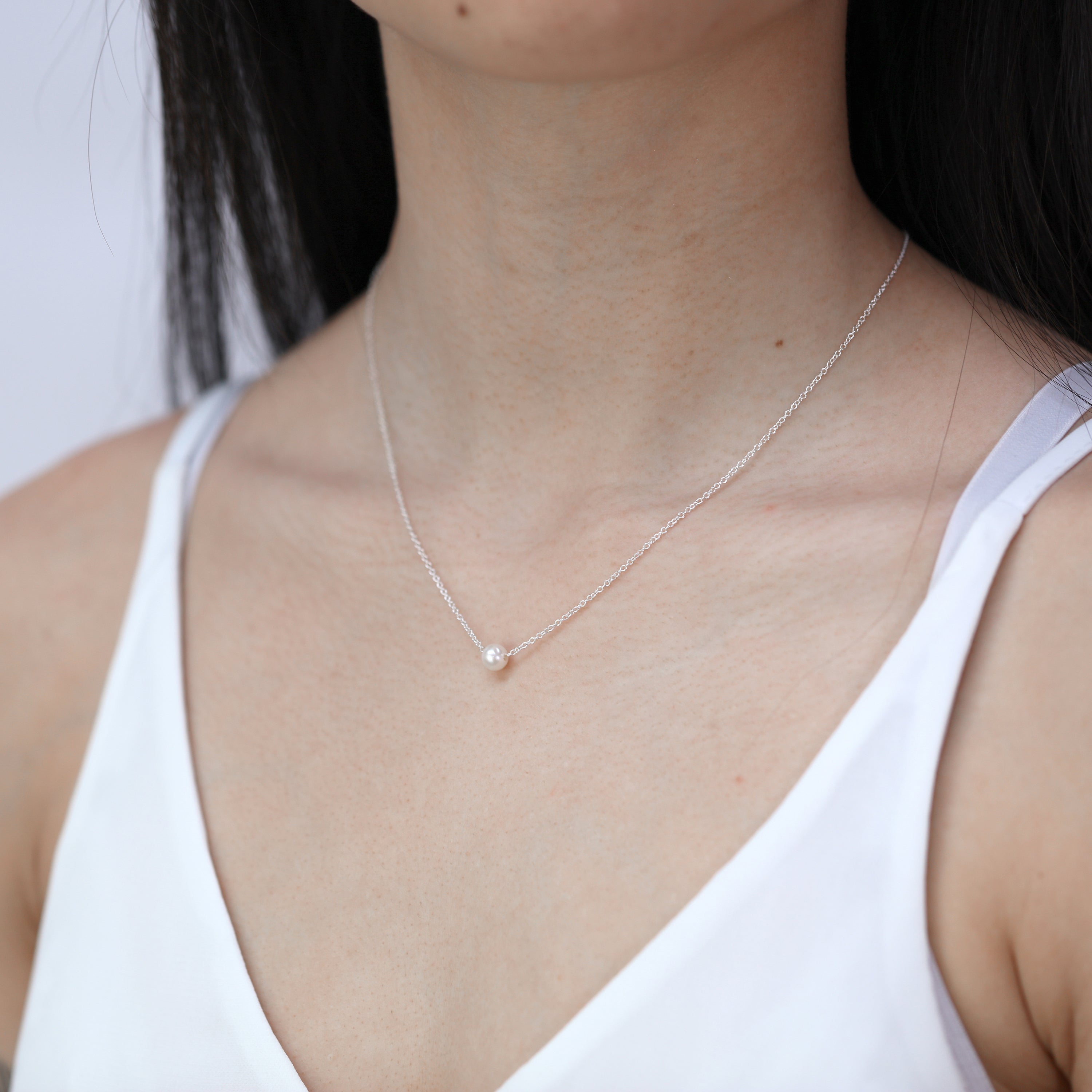 Sterling Silver Adjustable Choker to 18 Inch Pearl Necklace