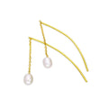 Gold Plated Sterling Silver & Pearl Arc Pull Through Earrings