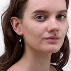 Rose Gold Plated Sterling Silver & Pearl Arc Pull Through Earrings