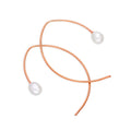Rose Gold Plated Sterling Silver & Pearl Curve Pull Through Earrings