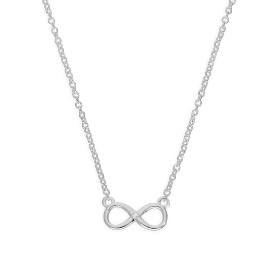 Sterling Silver & Genuine Diamond 18 Inch Infinity Symbol Necklace