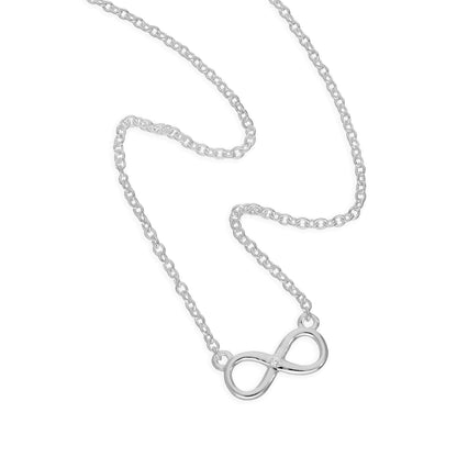 Sterling Silver & Genuine Diamond 18 Inch Infinity Symbol Necklace