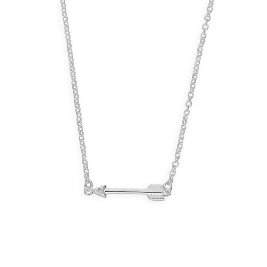 Sterling Silver & Genuine Diamond 18 Inch Arrow Necklace