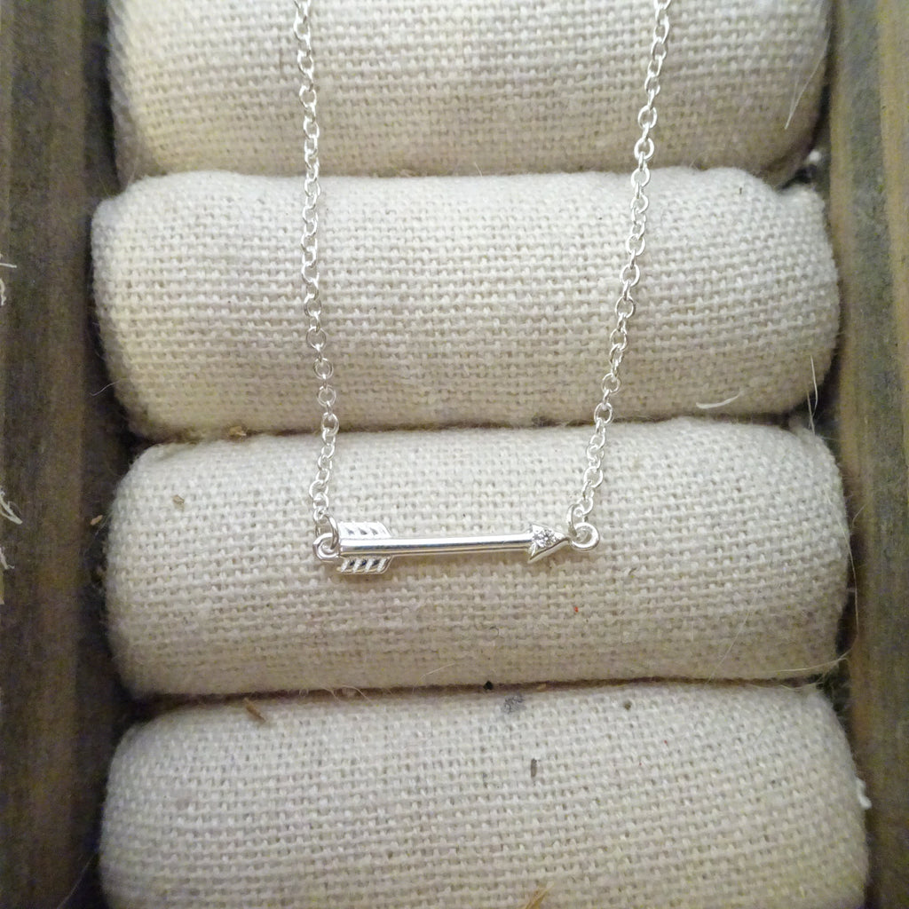 Sterling Silver & Genuine Diamond 18 Inch Arrow Necklace