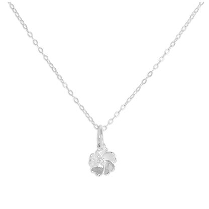 Sterling Silver & Genuine Diamond Flower Necklace