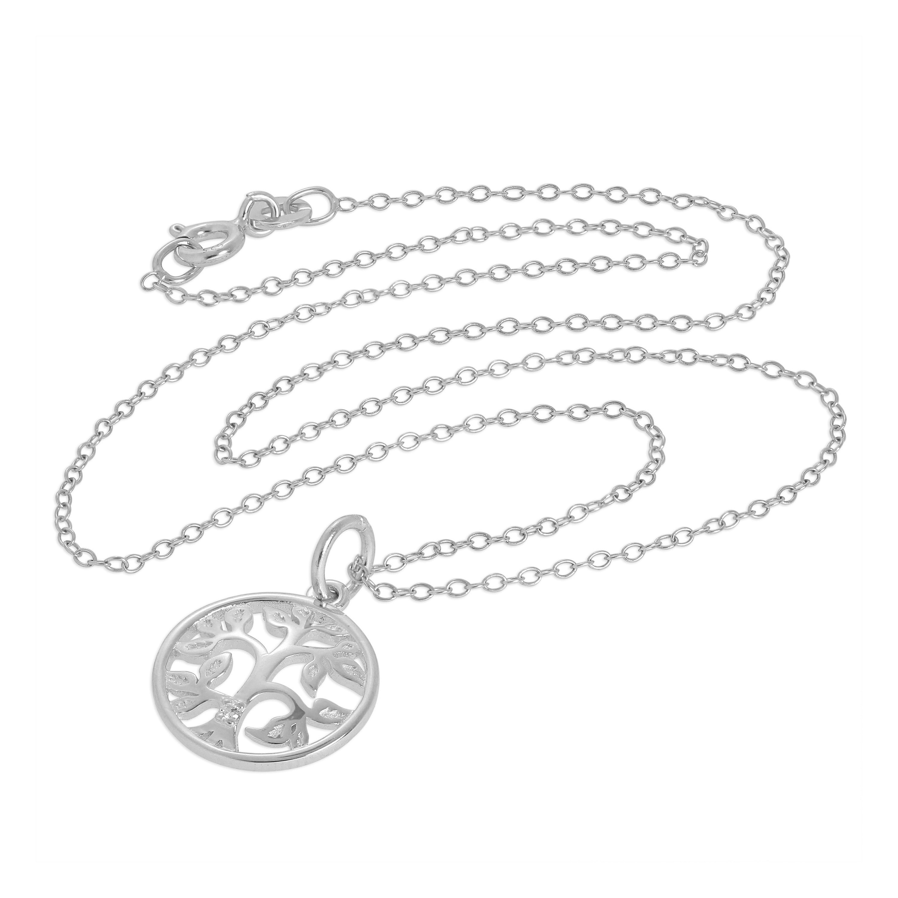 Sterling Silver & Genuine Diamond Tree of Life Necklace