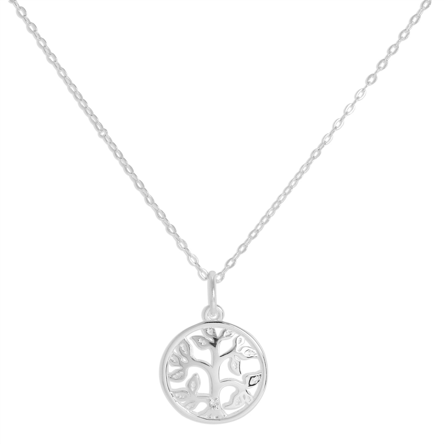 Sterling Silver & Genuine Diamond Tree of Life Necklace