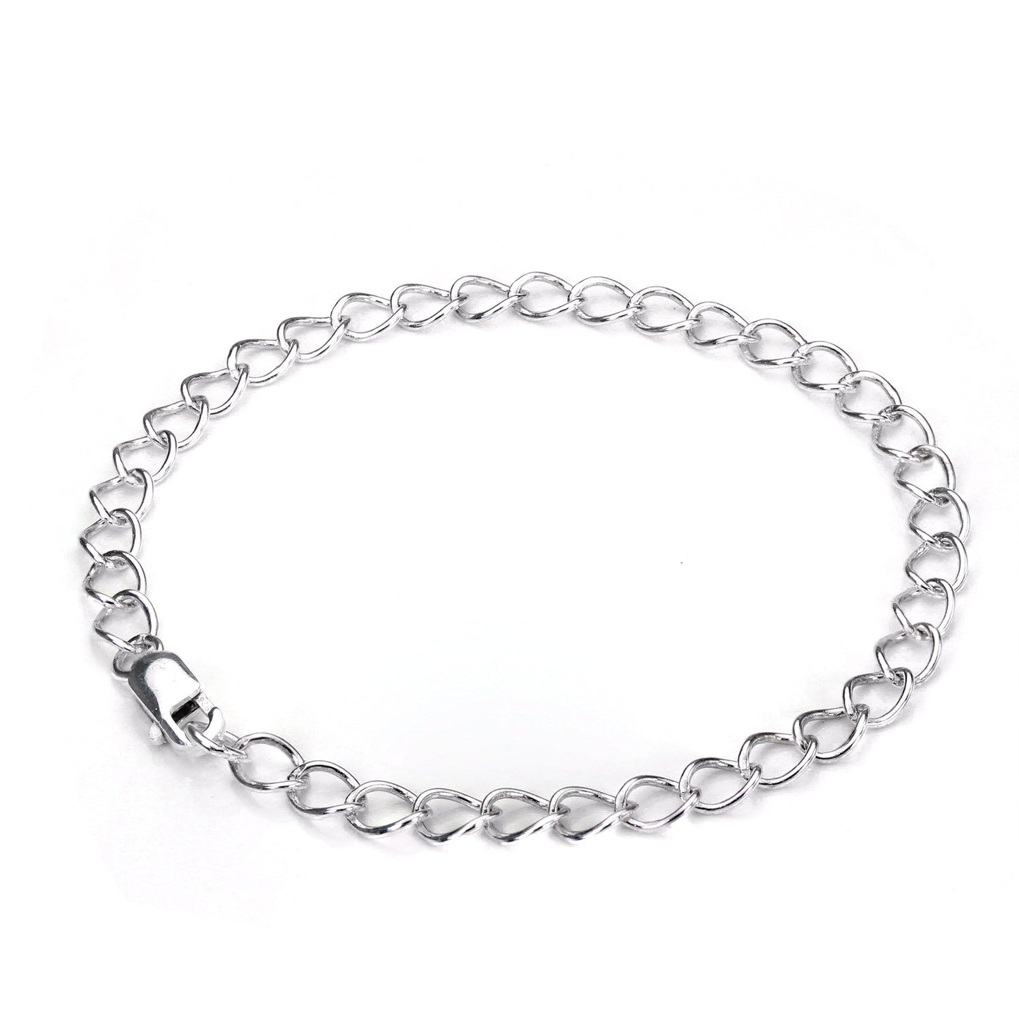 Sterling Silver Light Curb Chain Charm Bracelet
