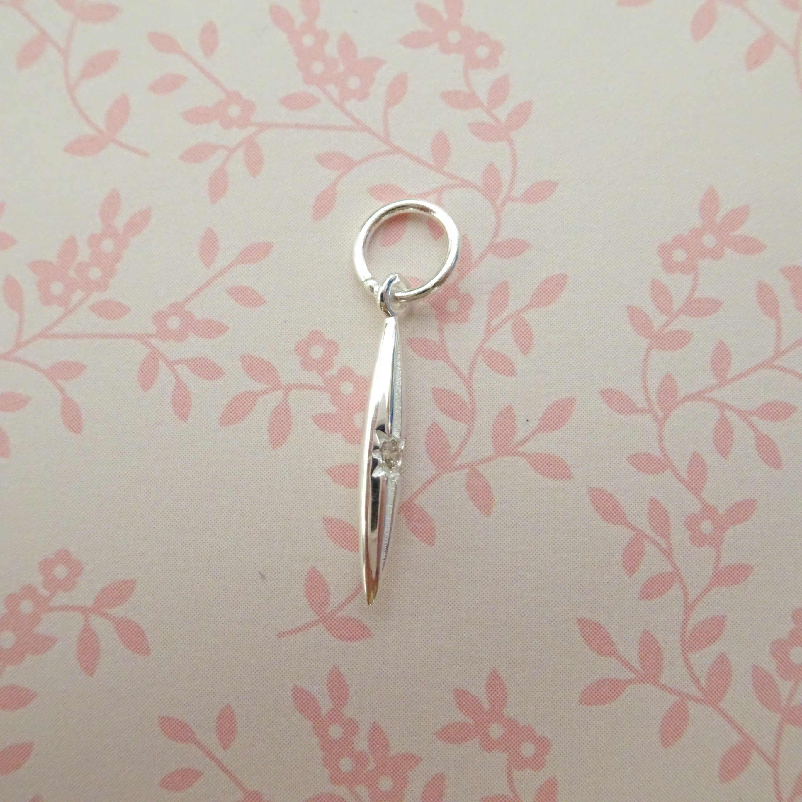 Sterling Silver & Genuine Diamond Spike Pendant Charm