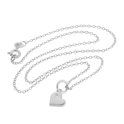 Sterling Silver & Genuine Diamond Heart Necklace