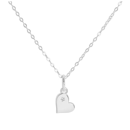 Sterling Silver & Genuine Diamond Heart Necklace