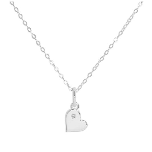 Sterling Silver & Genuine Diamond Heart Necklace