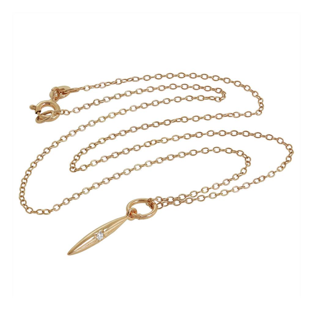 Rose Gold Plated Sterling Silver & Genuine Diamond Spike Pendant Necklace