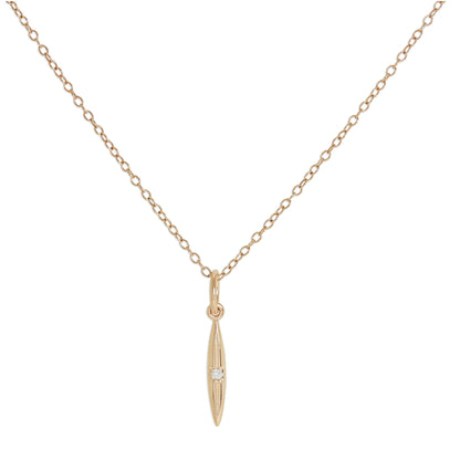 Rose Gold Plated Sterling Silver & Genuine Diamond Spike Pendant Necklace