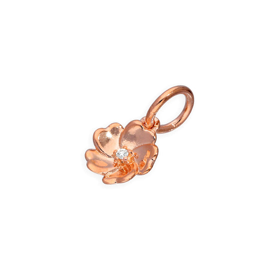 Rose Gold Plated Sterling Silver & Genuine Diamond Flower Charm