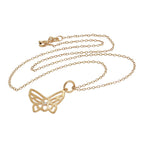 Rose Gold Plated Sterling Silver & Genuine Diamond Open Butterfly Necklace