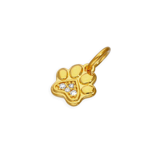 Gold Plated Sterling Silver & Genuine Diamond Pawprint Charm