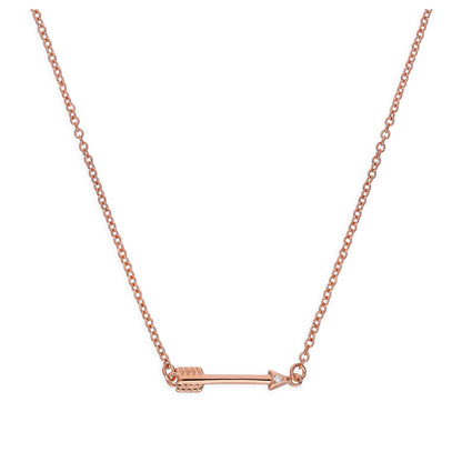 Rose Gold Plated Sterling Silver & Genuine Diamond 18 Inch Arrow Necklace