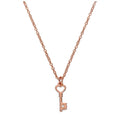 Rose Gold Plated Sterling Silver & Genuine Diamond 18 Inch Heart Key Necklace