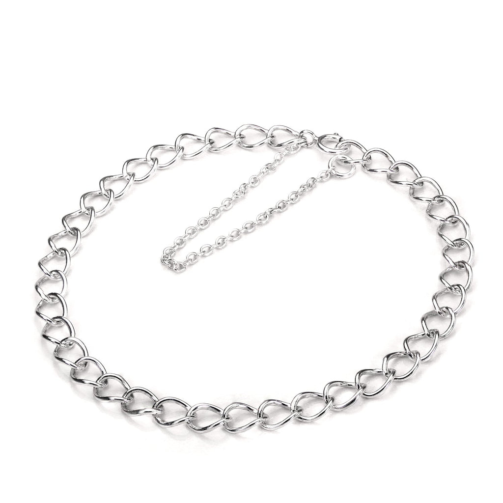 Sterling Silver Light Curb Chain Charm Bracelet