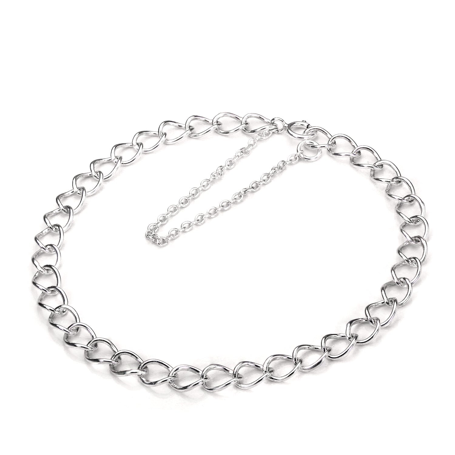Sterling Silver Light Curb Chain Charm Bracelet