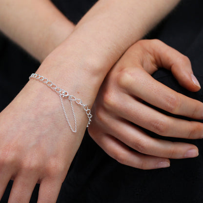 Sterling Silver Light Curb Chain Charm Bracelet