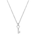 Sterling Silver & Genuine Diamond 18 Inch Heart Key Necklace